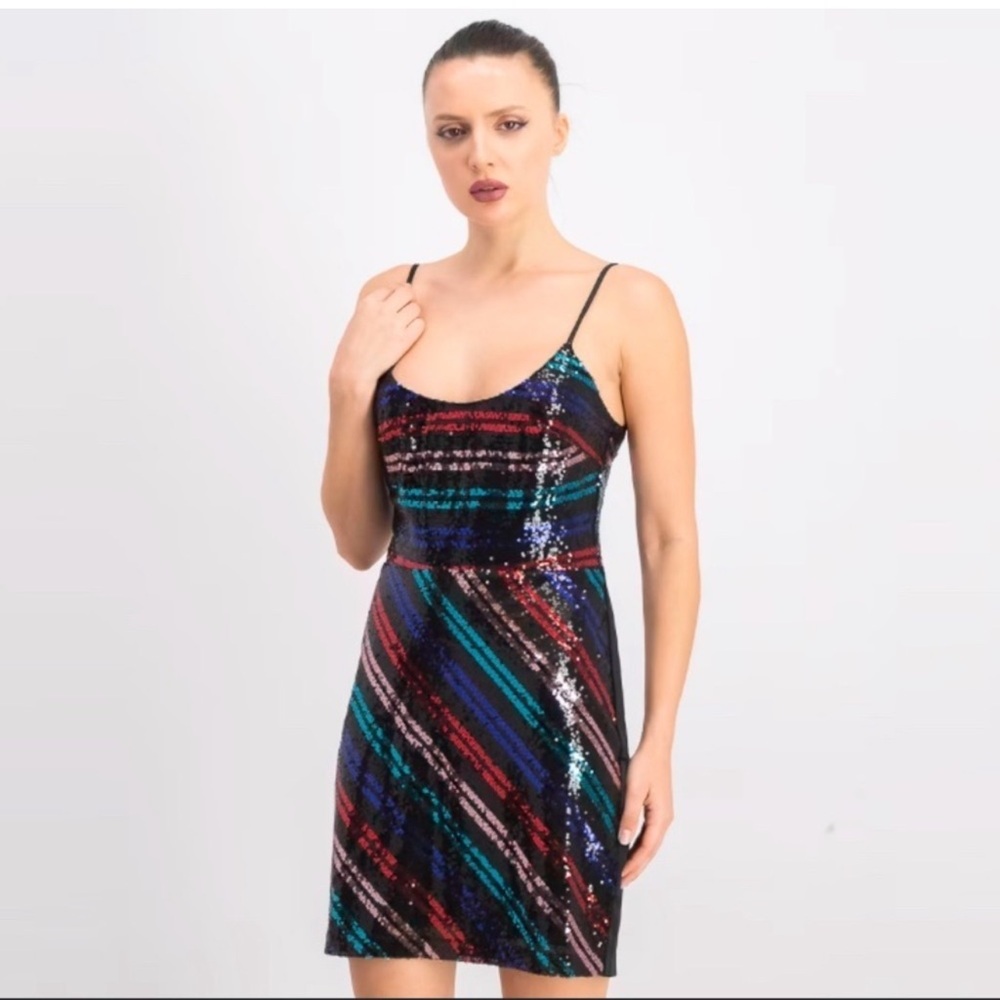 NWT Devlin Multicolor Sequin Mini Dress, 4